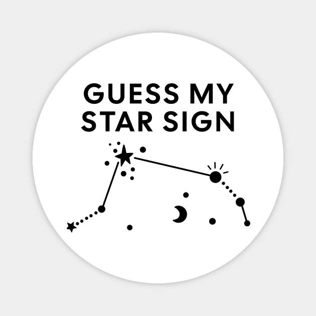 Guess My Star Sign – Aries Zodiac, Astrology Constellation – Black Print Magnet by Designed By Marty